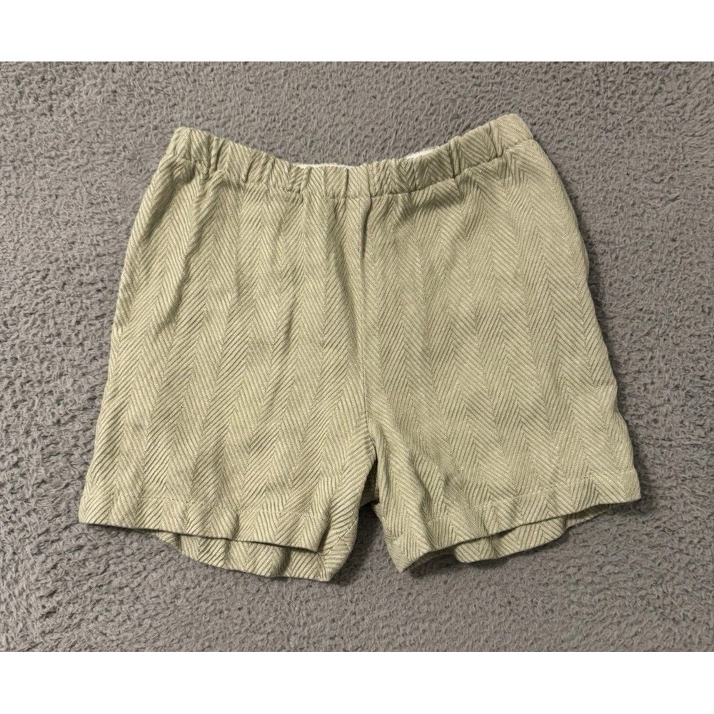 Attersee Green White Obstract‎ Linen / Cotton Blend Shorts Size XS